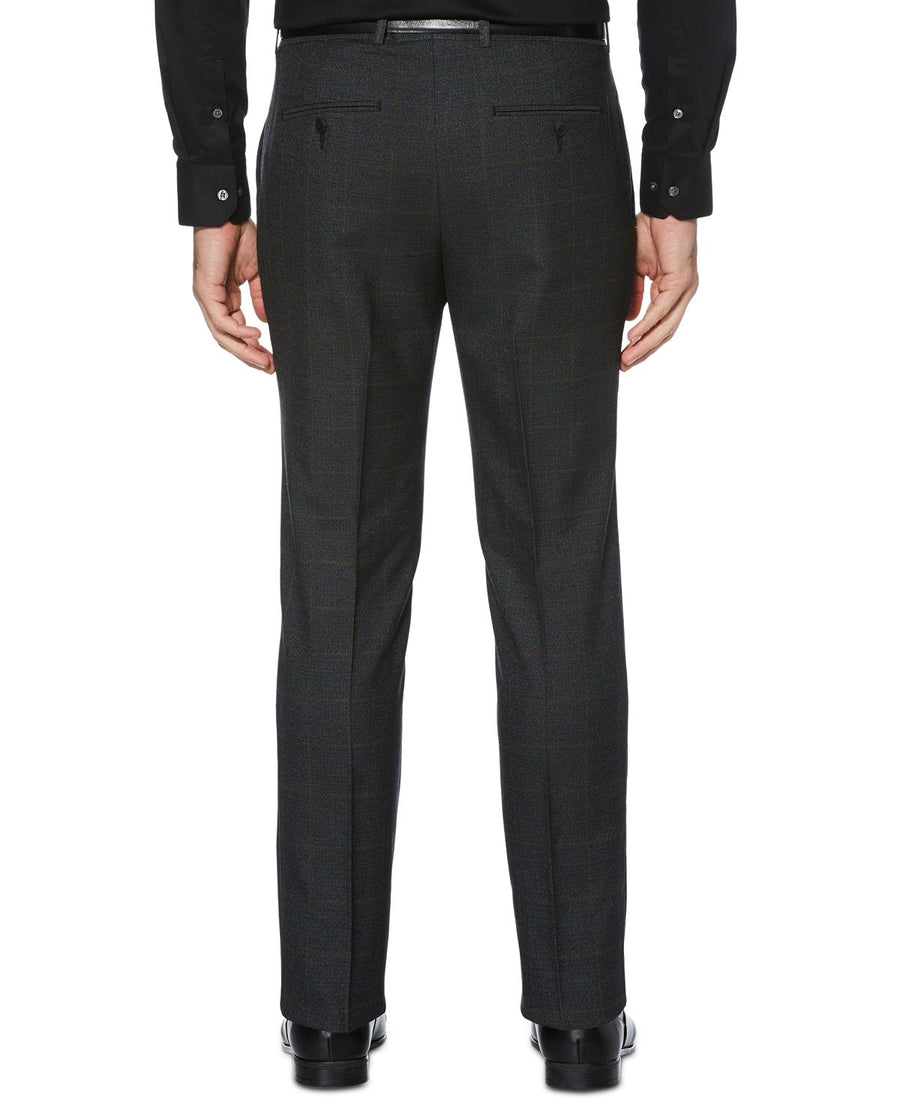 Perry Ellis Portfolio Slim-fit Stretch Windowpane Dress Pants Dark Gray