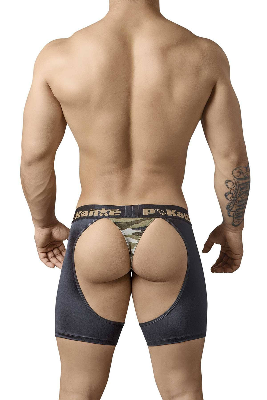 Pikante Black/Green-Camo Pole-Dance Thong-Boxer