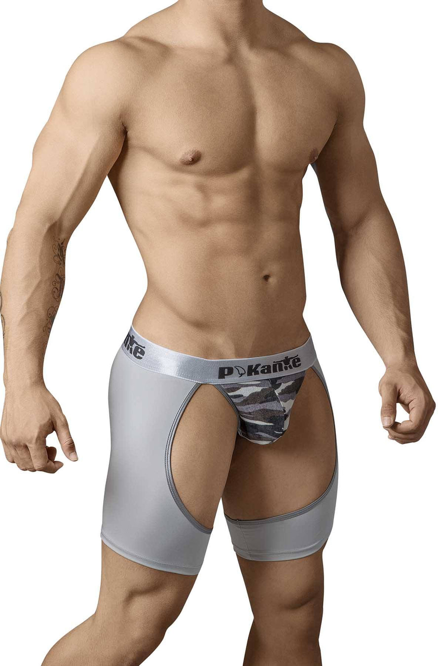 Pikante Silver/Black-Camo Pole-Dance Thong-Boxer