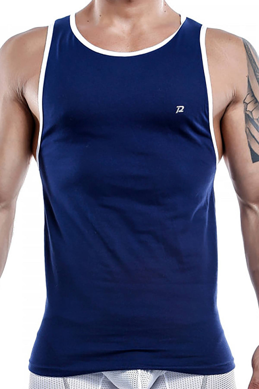 Pistol Pete Navy-Blue/White Contrast-Trim Tank Top