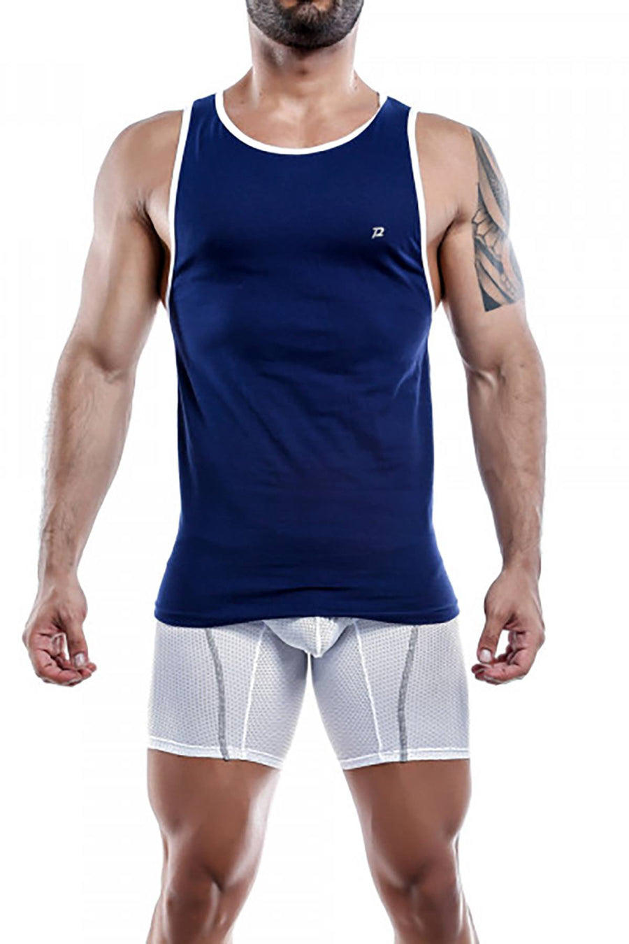 Pistol Pete Navy-Blue/White Contrast-Trim Tank Top