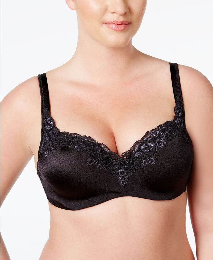 Playtex Love My Curves Full Figure Lace Trim Bra in Black/Private Jet
