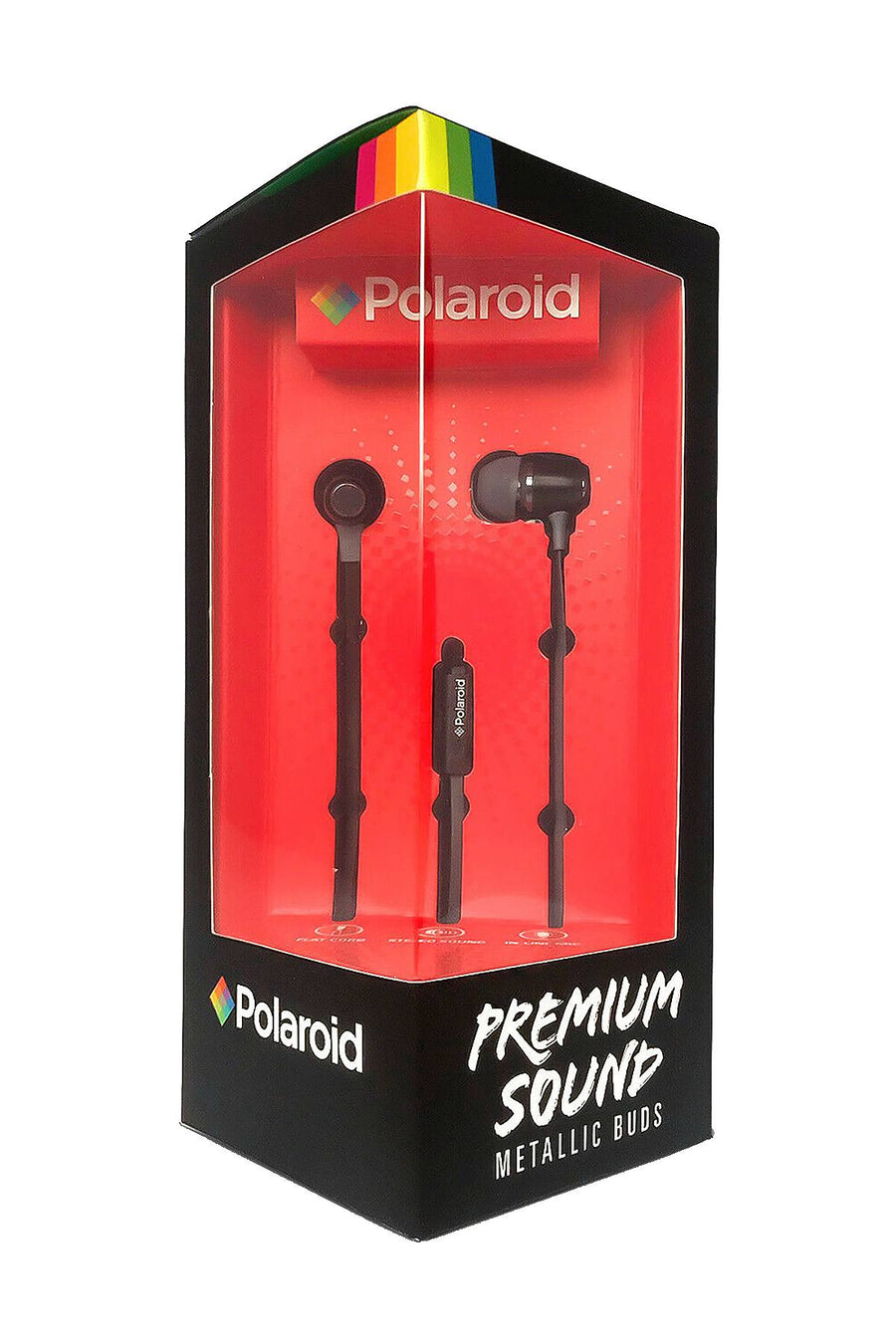 Polaroid Black Metallic Premium Sound Earbuds with Microphone