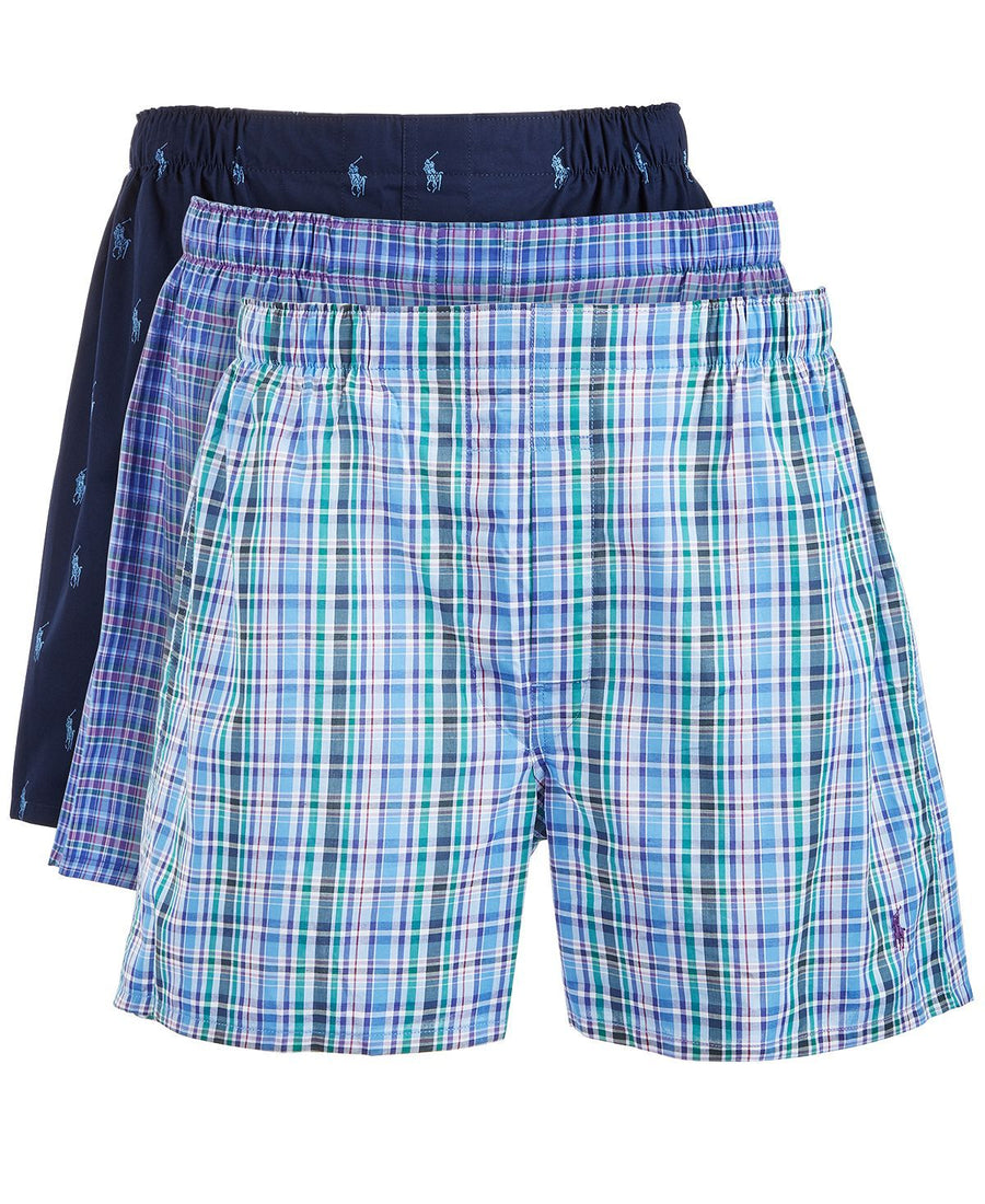Polo Ralph Lauren 3-pk. Classic Woven Boxers Navy Pp / Moss Plaid / Lake Plaid