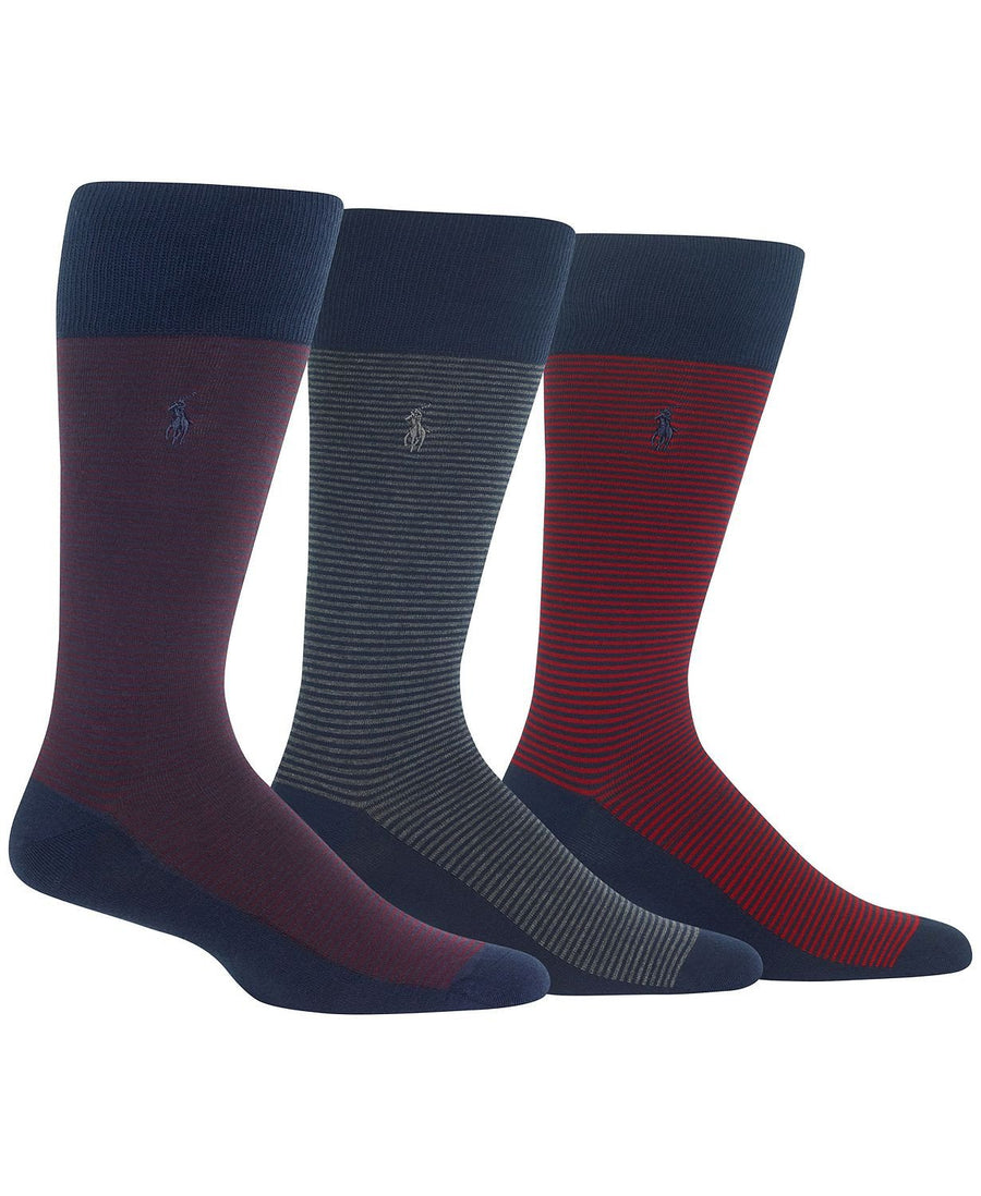Polo Ralph Lauren 3-pk. Striped Socks Wine