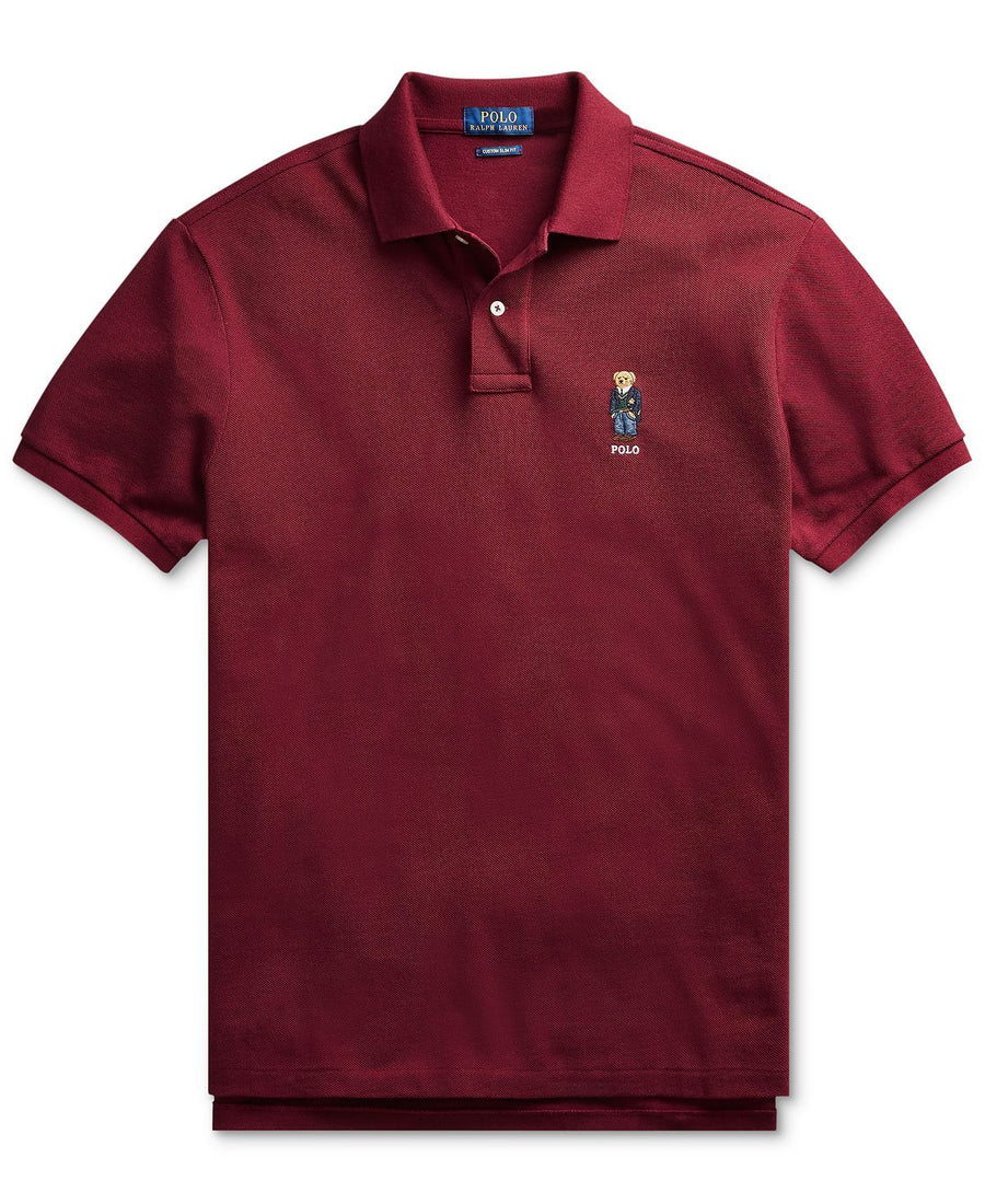 Polo Ralph Lauren Basic Slim Fit Mesh Bear Polo Shirt Classic Wine