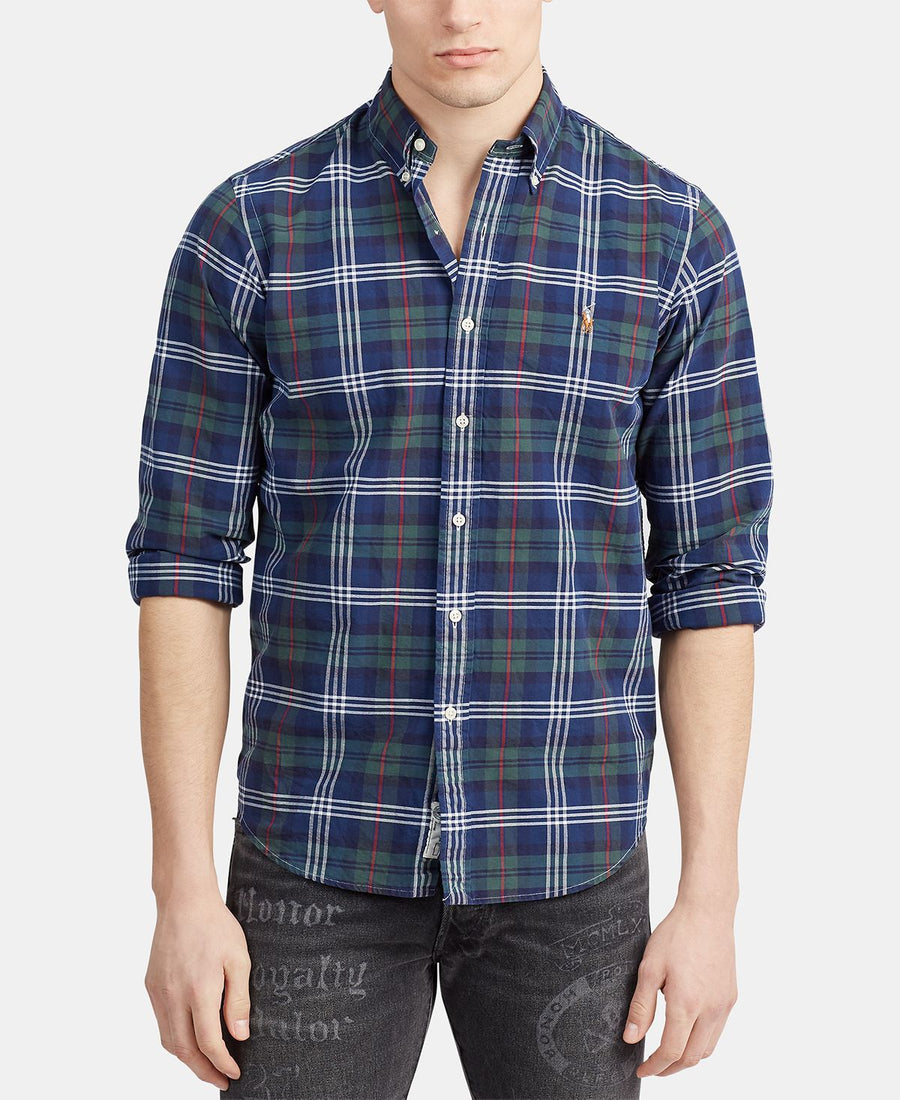 Polo Ralph Lauren Big & Tall Oxford Sport Shirt Hunter Green/navy Multi