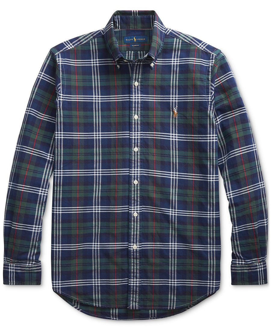 Polo Ralph Lauren Big & Tall Oxford Sport Shirt Hunter Green/navy Multi