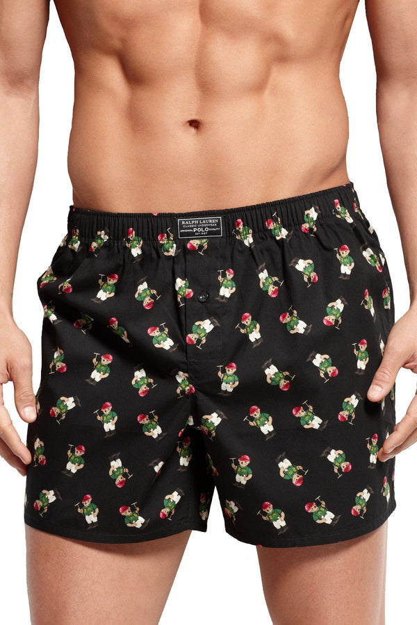 Polo Ralph Lauren Black Bear-Print Woven Boxer