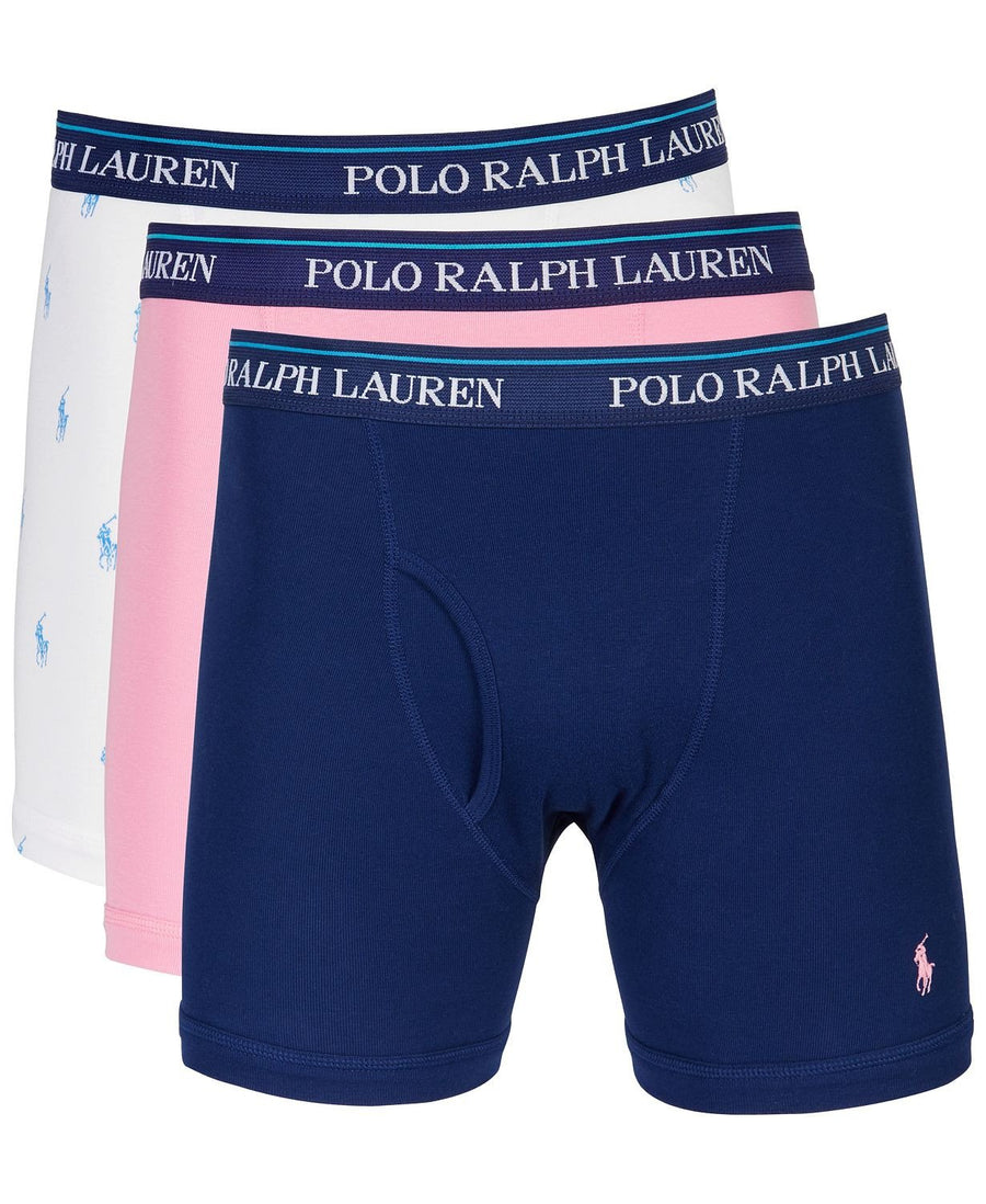 Polo Ralph Lauren Classic Cotton Boxer Briefs 3-pk. White/pink/royal