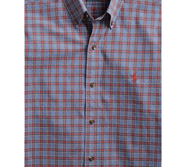 Polo Ralph Lauren Classic Fit Stretch Poplin Button-down Shirt Port Blue/Red Multi