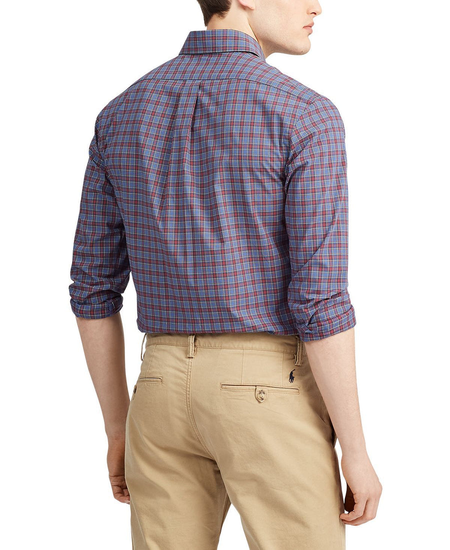 Polo Ralph Lauren Classic Fit Stretch Poplin Button-down Shirt Port Blue/Red Multi
