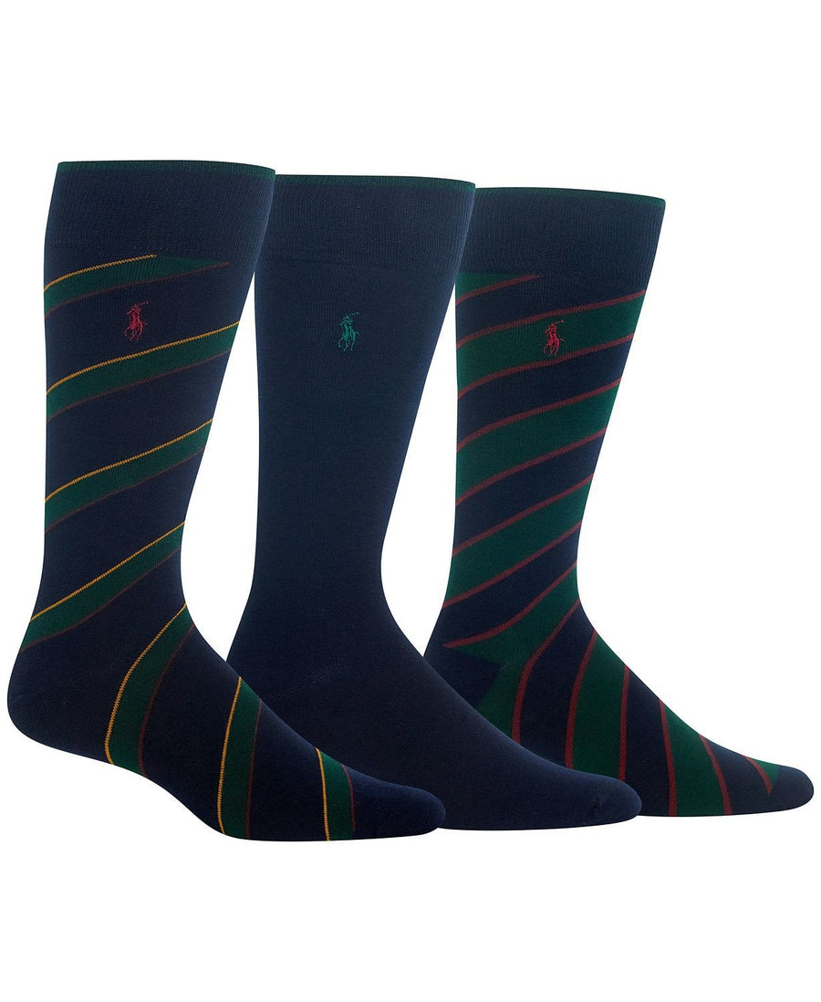 Polo Ralph Lauren Diagonal Stripe Socks Pack Of 3 Navy