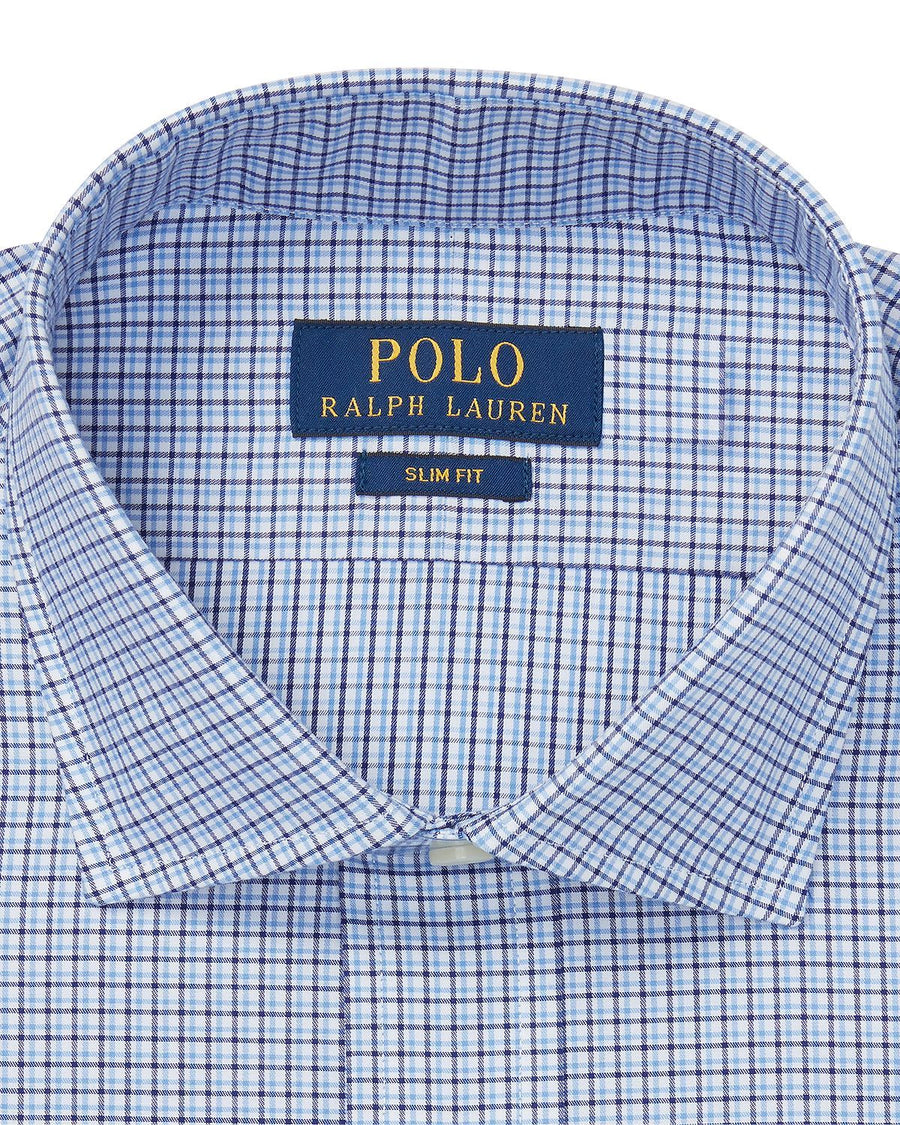 Polo Ralph Lauren Estate Plaid Slim Fit Dress Shirt Blue/White