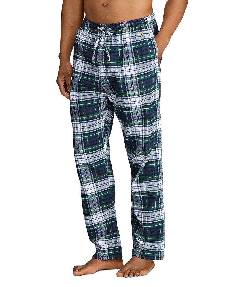 Polo Ralph Lauren Flannel Classic Pajama Pants Blue Gold Plaid