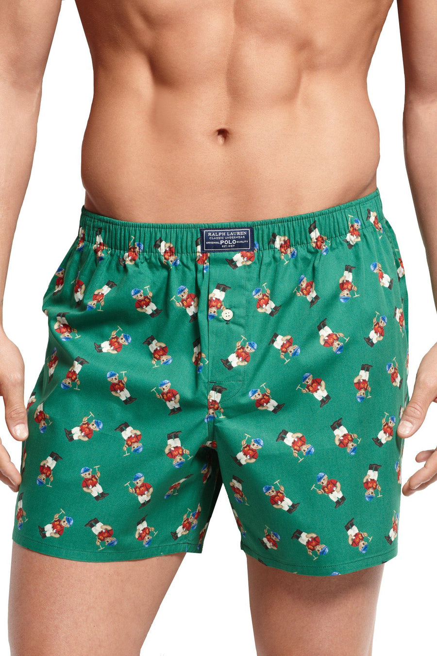 Polo Ralph Lauren Green Bear-Print Woven Boxer