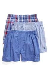 Polo Ralph Lauren Men's 3-Pack Woven Boxers, Size Small - Blue Blue