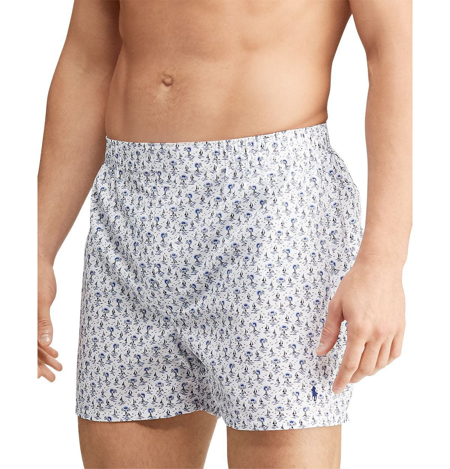 Polo Ralph Lauren Printed Boxers Pack Of 3 White/Blue