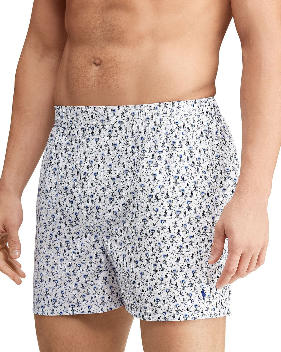 Polo Ralph Lauren Printed Boxers Pack Of 3 White/Blue