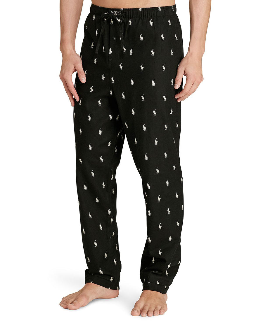 Polo Ralph Lauren Signature Pony Flannel Pajama Pants Black