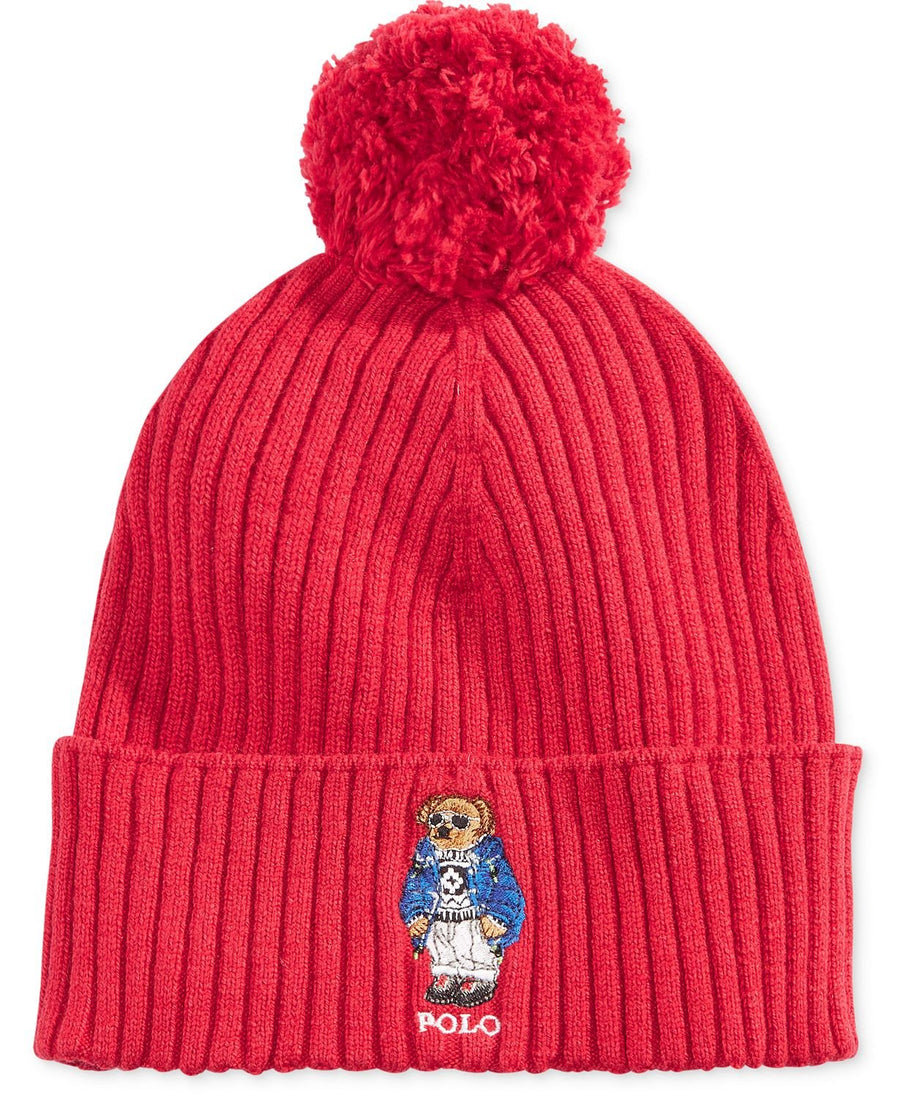Polo Ralph Lauren Ski Bear Pom-pom Hat Tudor Red Ski Bear