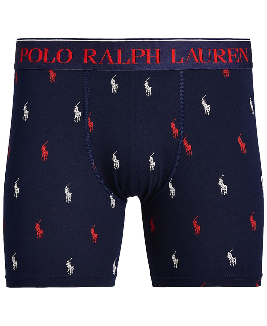 Polo Ralph Lauren Stretch Jersey Boxer Brief Cruise Navy W/red & White Pp