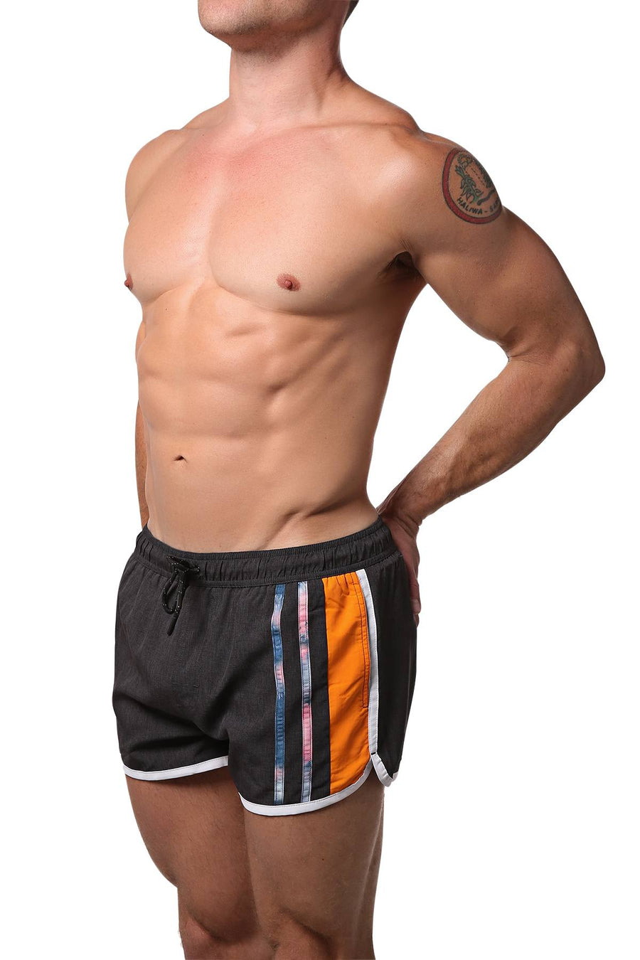 PoolBoy Charcoal Retro Side Split Short