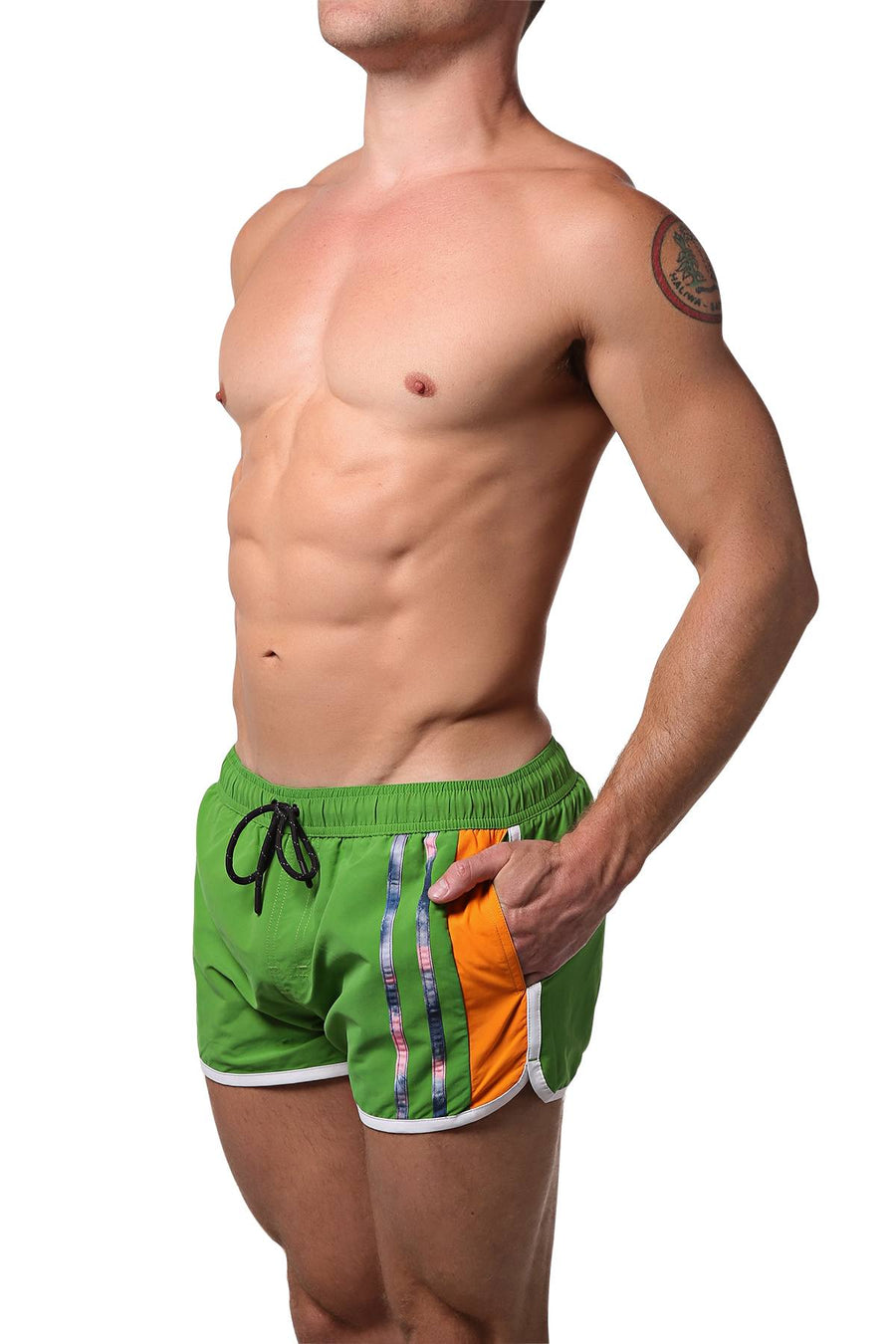 PoolBoy Green Retro Side Split Short