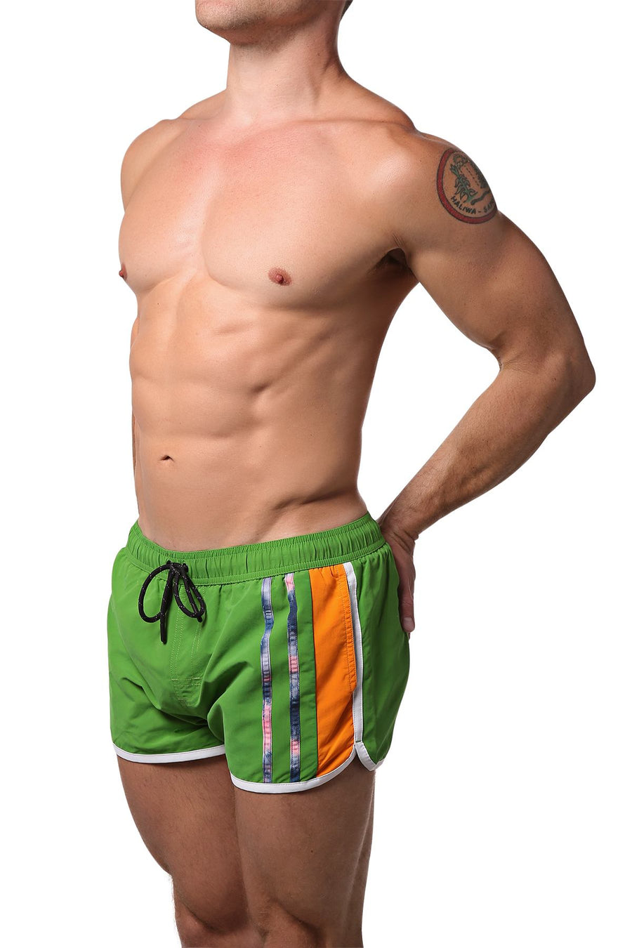 PoolBoy Green Retro Side Split Short