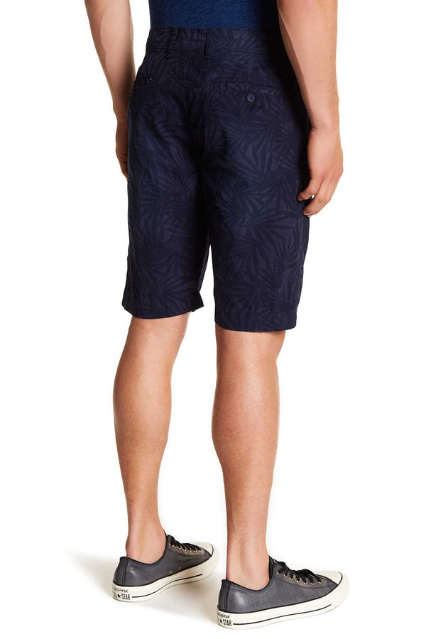 Pop Icon Dark Blue Leaf Flat Front Short
