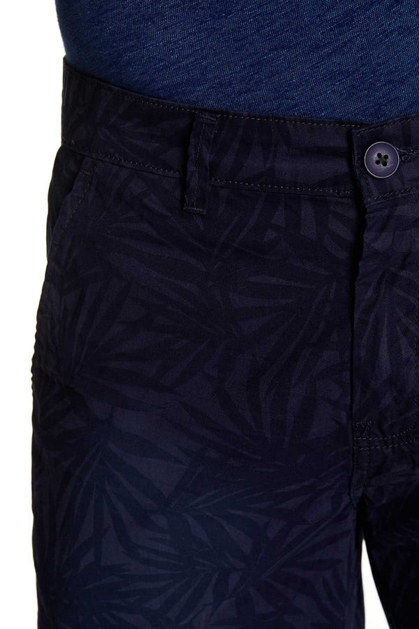 Pop Icon Dark Blue Leaf Flat Front Short