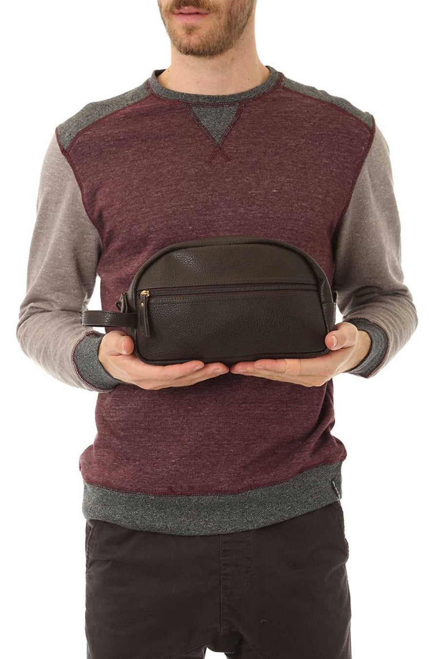 Premium Xpression Brown Braden Vegan-Leather Dopp Kit