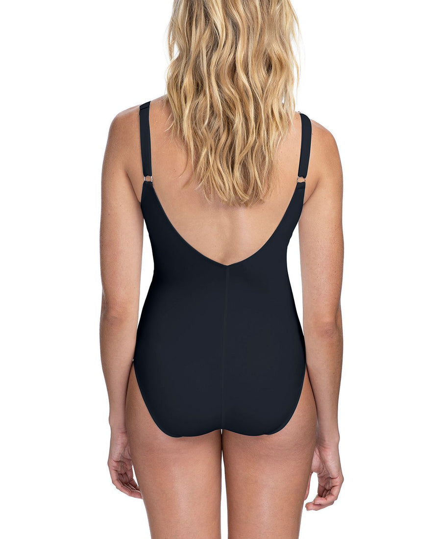 Profile By Gottex Roulette V-neck Tummy Control One Piece Swimsuit Black