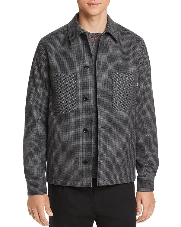 Ps Paul Smith Micro-houndstooth Shirt Jacket Gray Black