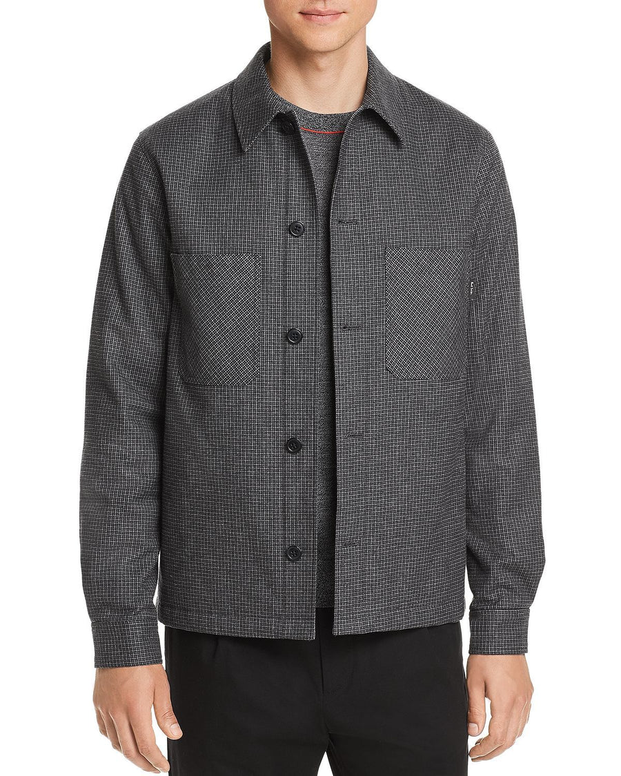 Ps Paul Smith Micro-houndstooth Shirt Jacket Gray Black
