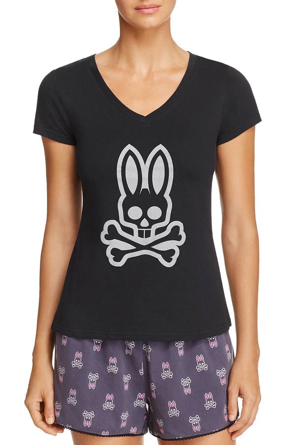 Psycho Bunny Black-Sand Grande Bunny V-Neck Tee