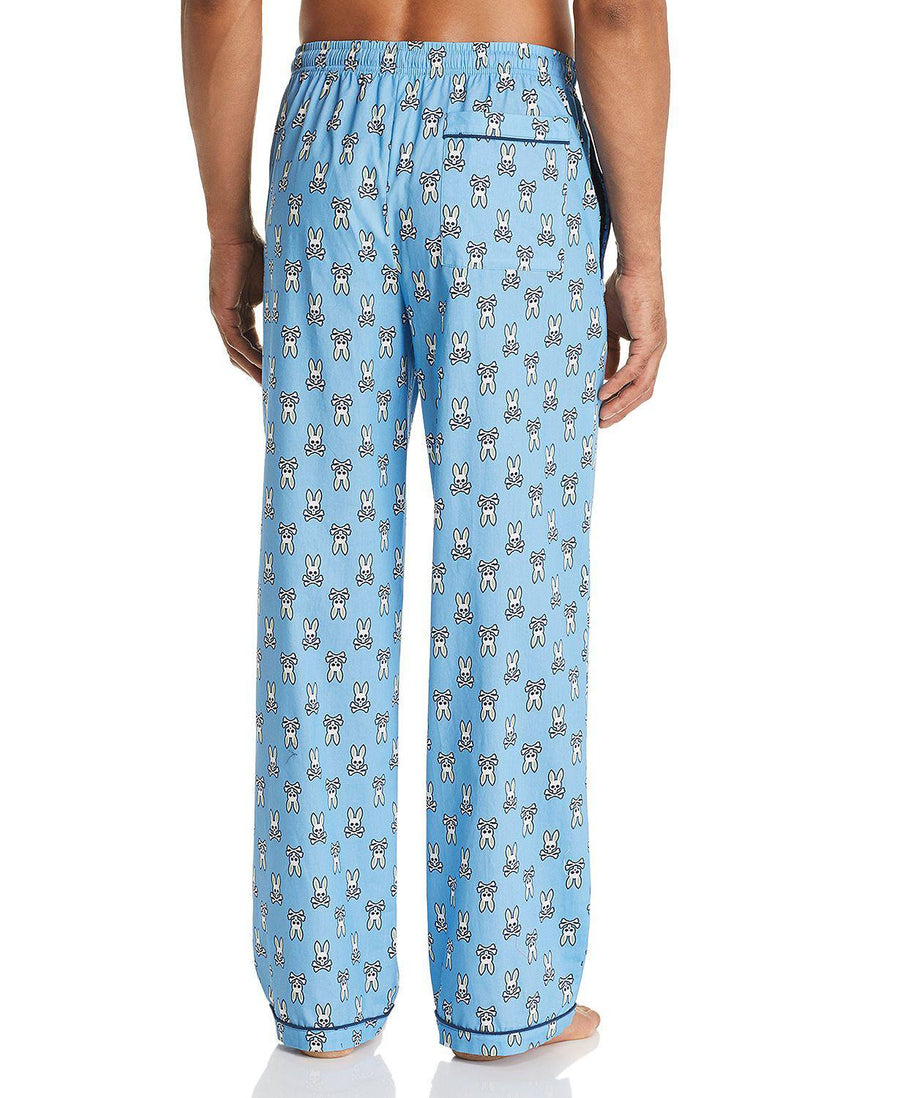 Psycho Bunny Logo Print Pajama Pants in Celeste Bunny