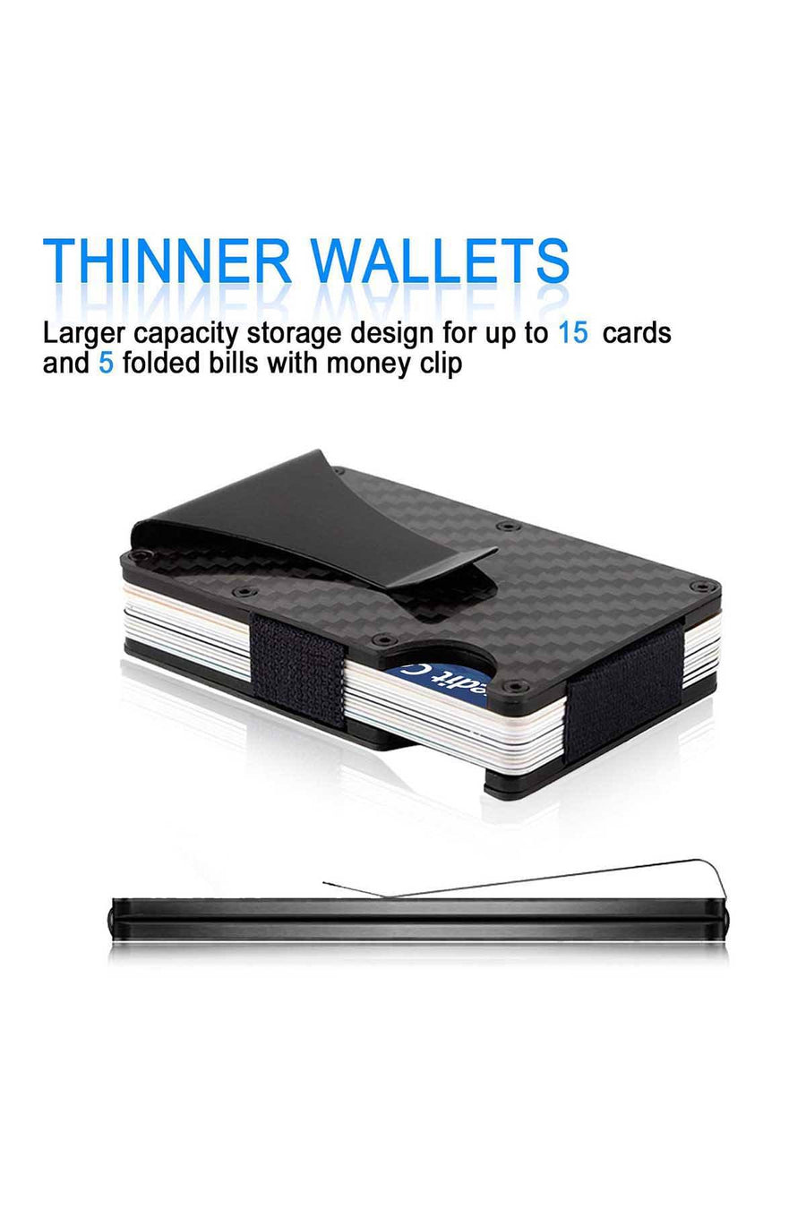 RFID Blocking Carbon Fibre Slim Card Holder W/ Money Clip