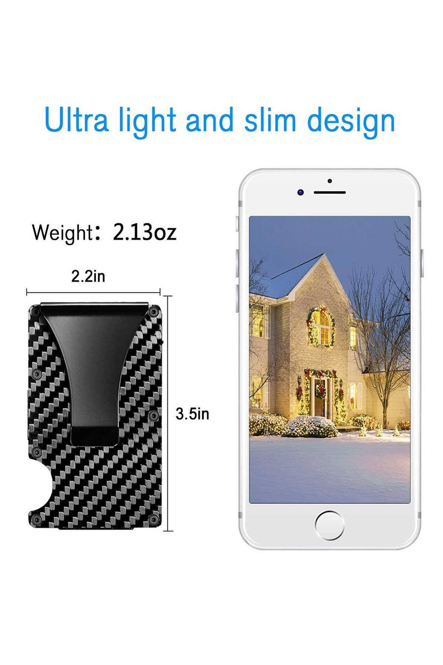 RFID Blocking Carbon Fibre Slim Card Holder W/ Money Clip