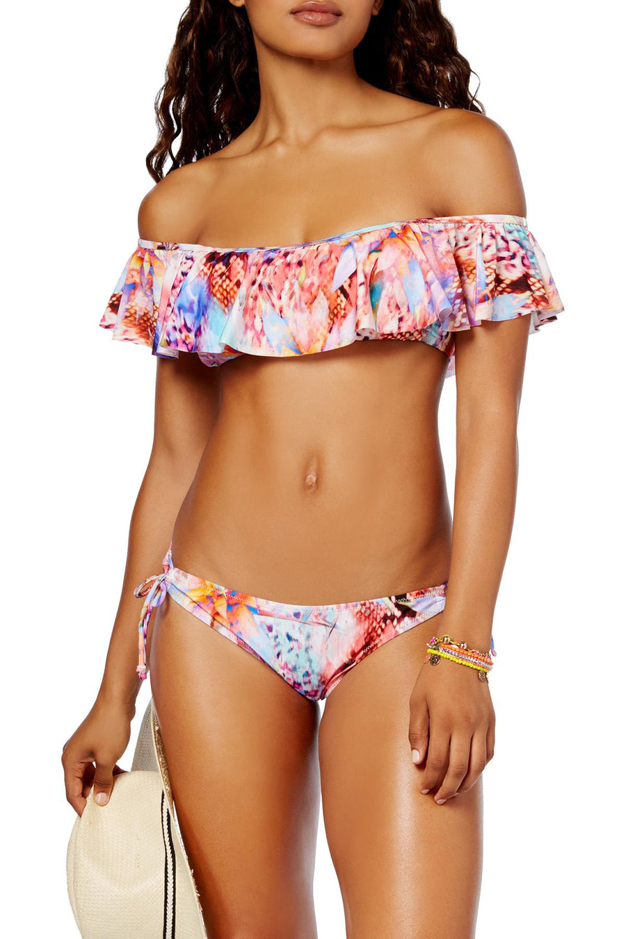 Raisins Crystal Cove Side Tie Bikini Bottom in Pink Print