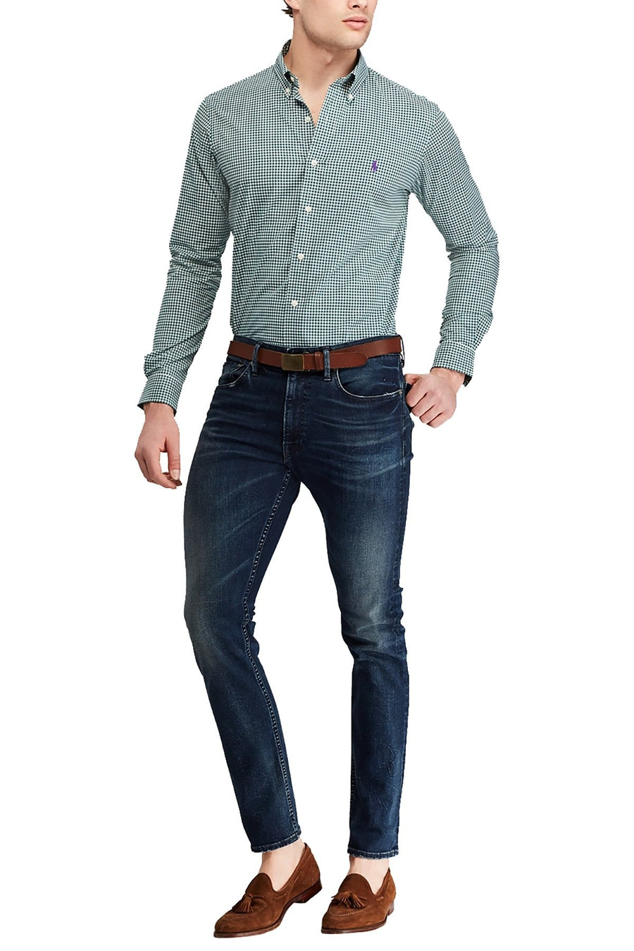 Ralph Lauren Evergreen Gingham Big/Tall Classic Fit Cotton Shirt