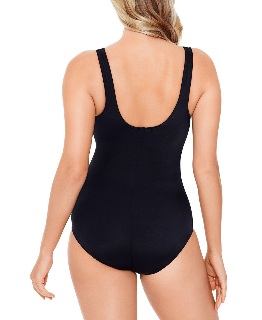 Reebok Glowing Strong Printed High-neck One-piece Swimsuit Blue