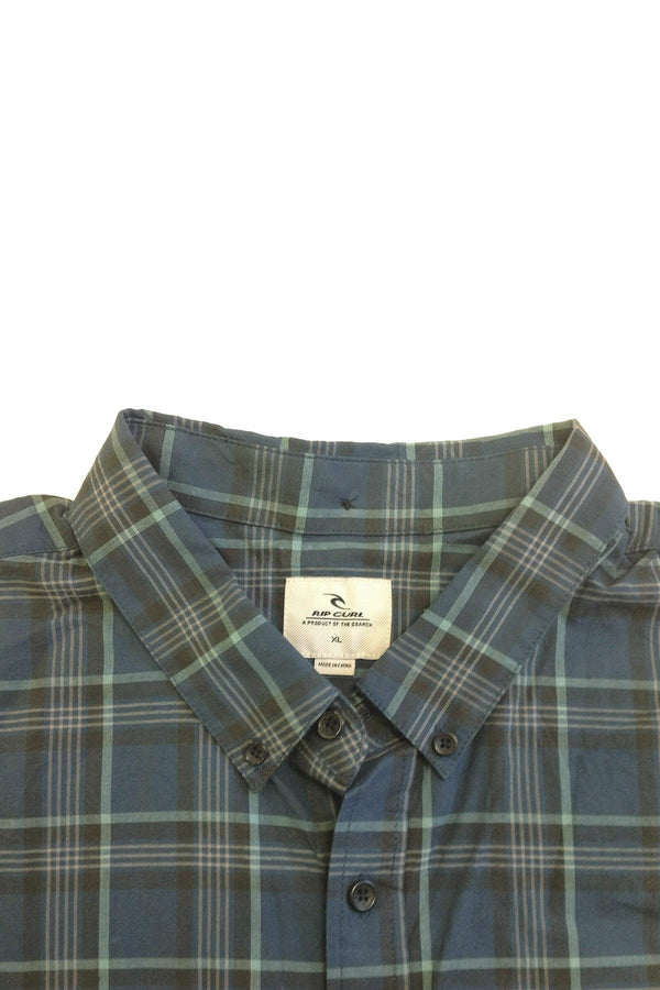 Rip Curl Navy Short-Sleeve Plaid Button-Down Shirt
