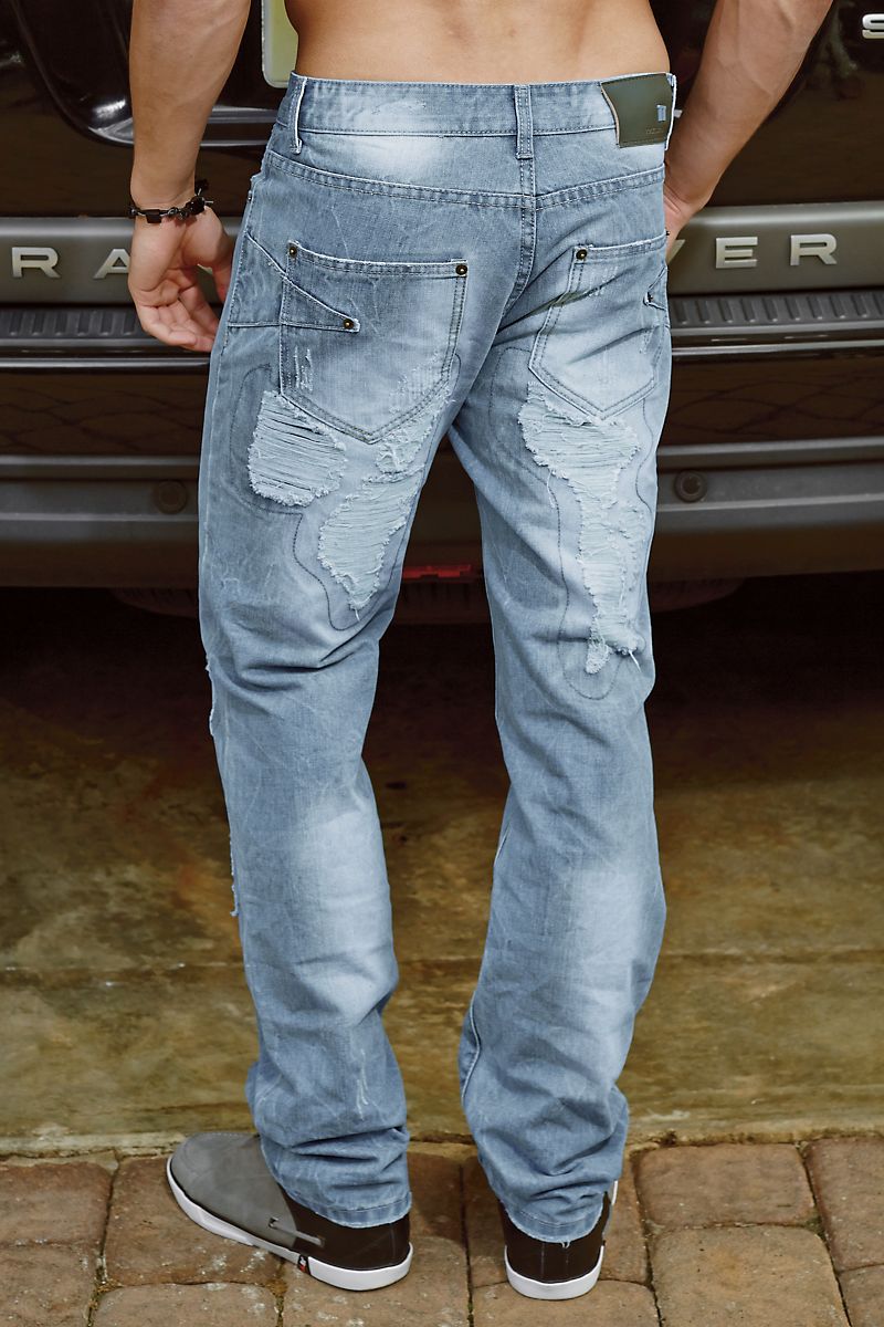 Rock & Stone Denim-Blue Ripped Patches Jean