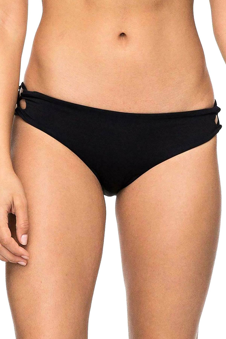 Roxy Black Softly-Love Lace-Up Bikini Bottom