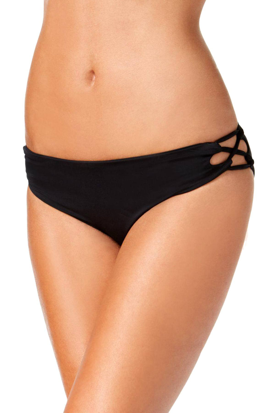 Roxy Black Softly-Love Lace-Up Bikini Bottom