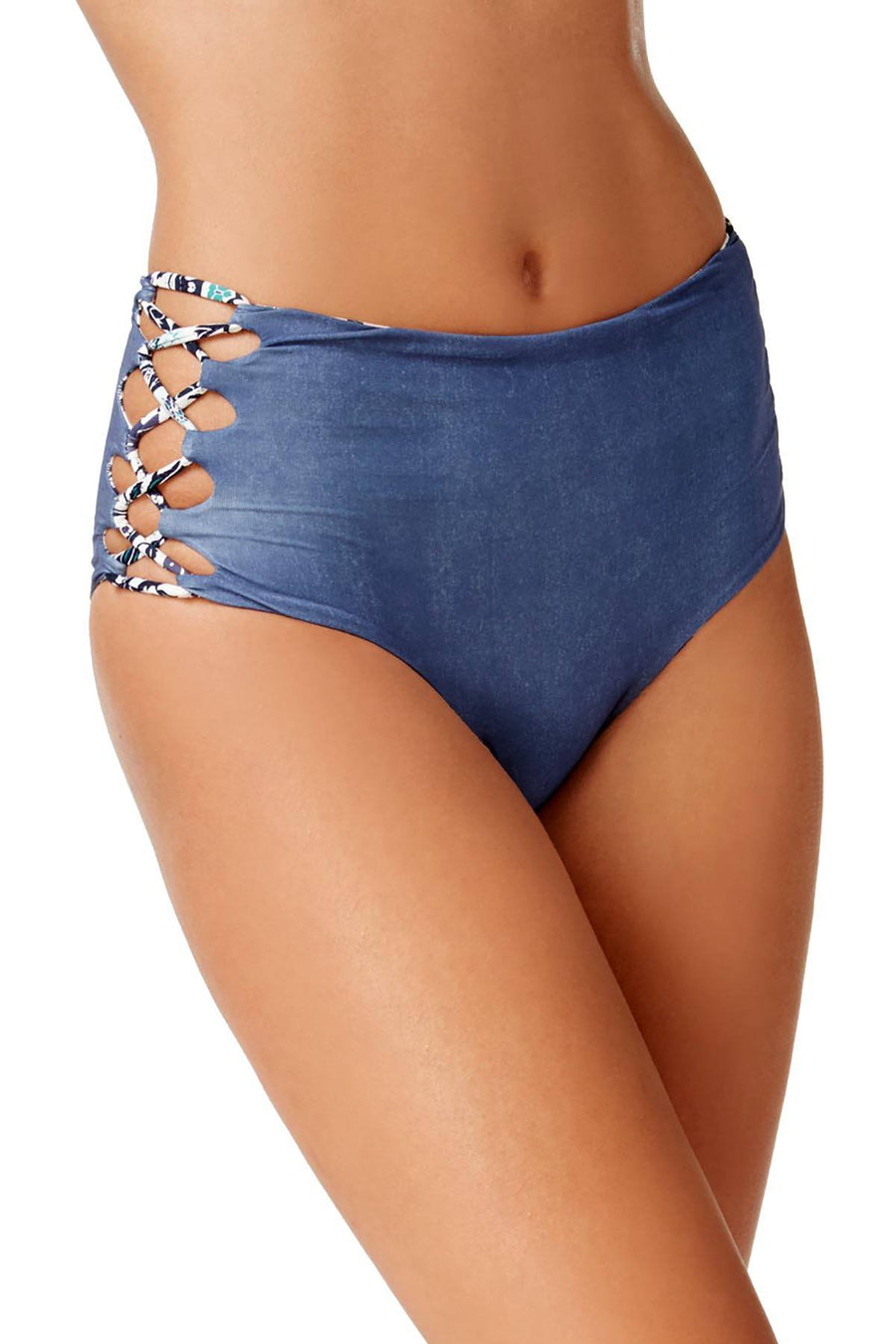 Roxy Blue/Multi Reversible High-Waist Bikini Bottom