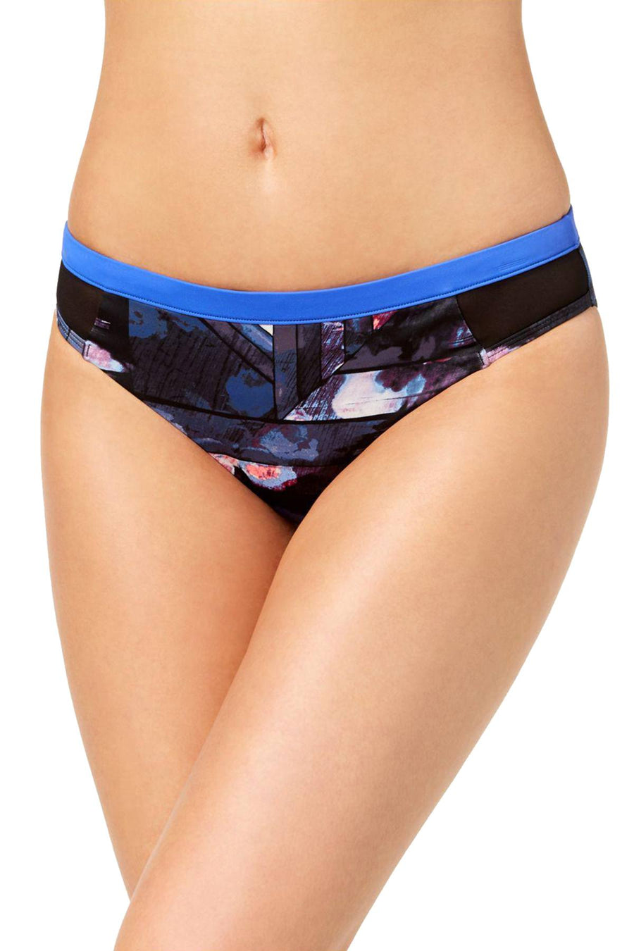 Roxy 'Keep It Scooter' Mesh Side Bikini Bottom in Anthracite Blur Paint