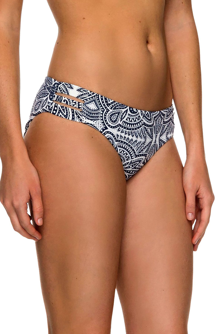 Roxy Navy/White Girl Of The Sea 70's Bikini Bottom