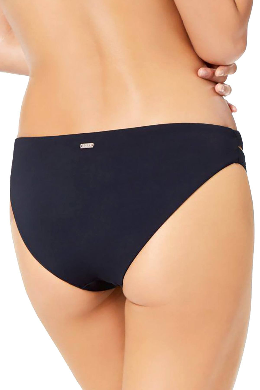 Roxy Solid-Black 70's Strappy Cheeky Bikini Bottom